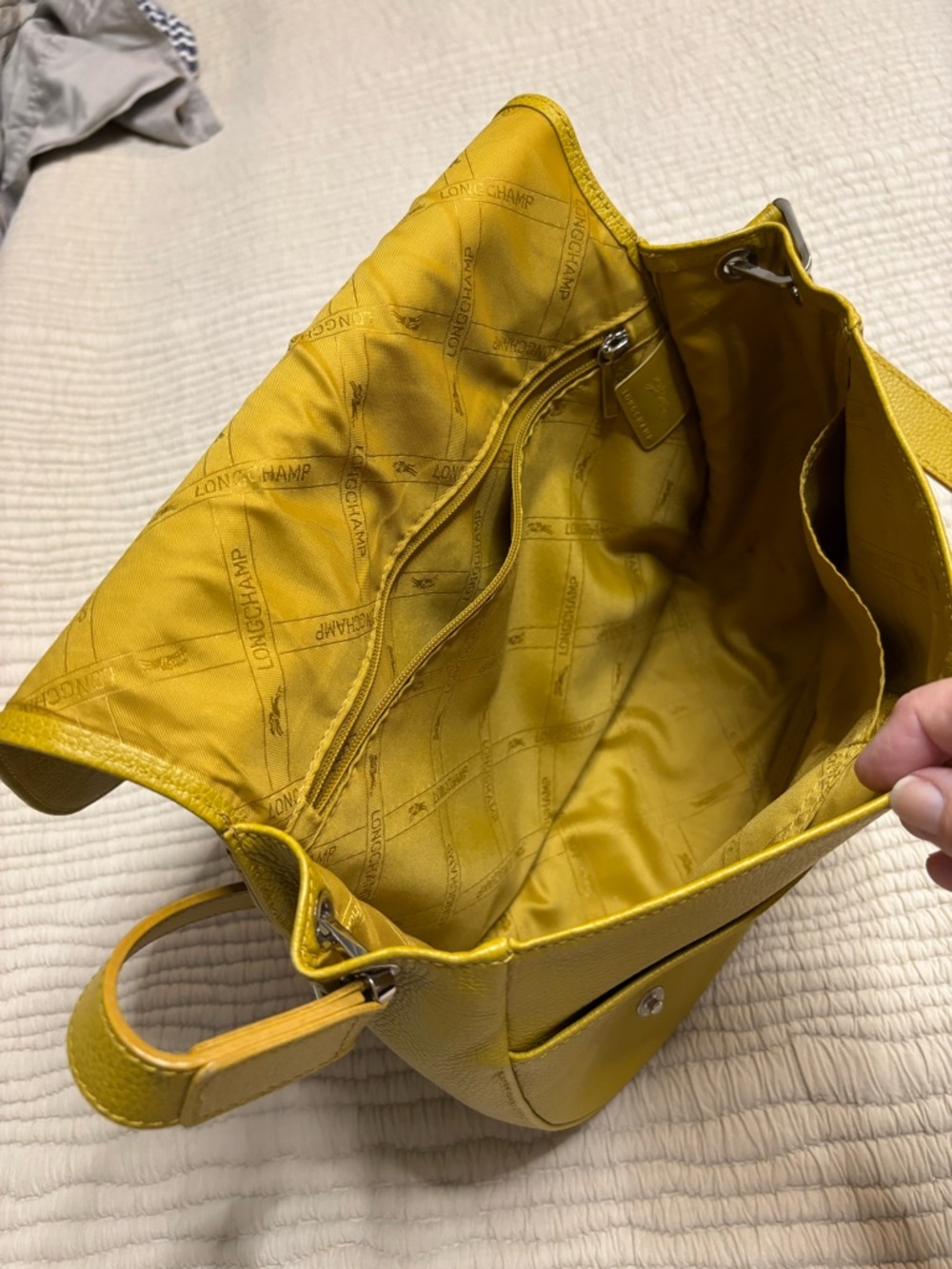 Longchamp Yellow Pebbled Leather Crossbody Bag - Picture 3 of 8